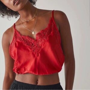 Free People Womens Night Out Blossom Lace Brami Bralette Top Red